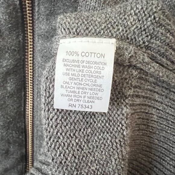 Arbor Way Zip Up Cotton Sweater Men's Size M Gray Mock Neck - Picture 7 of 9